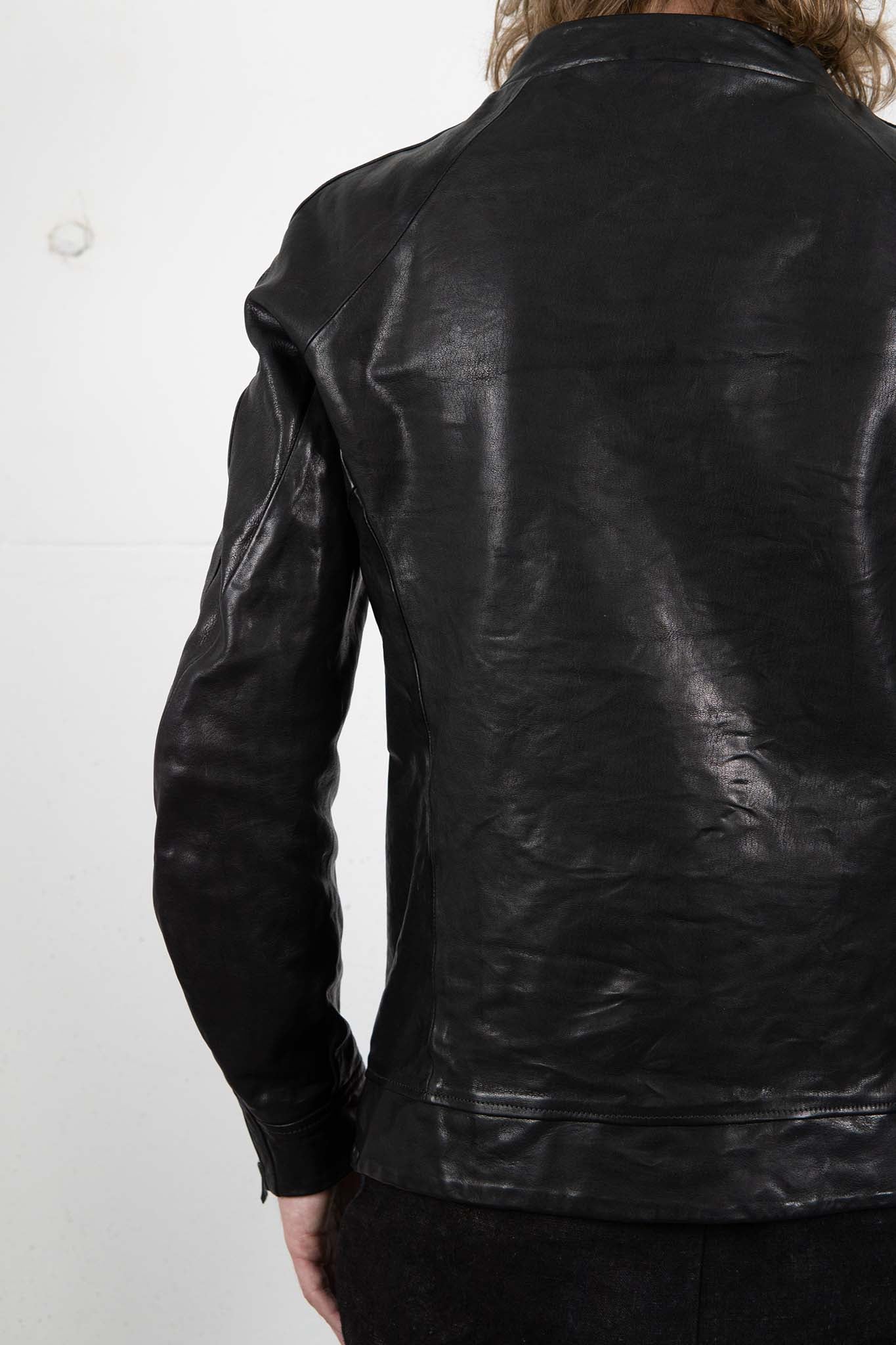 CALF SHOULDER LEATHER ZIP FRONT BLOUSON LINED　SJ-1
