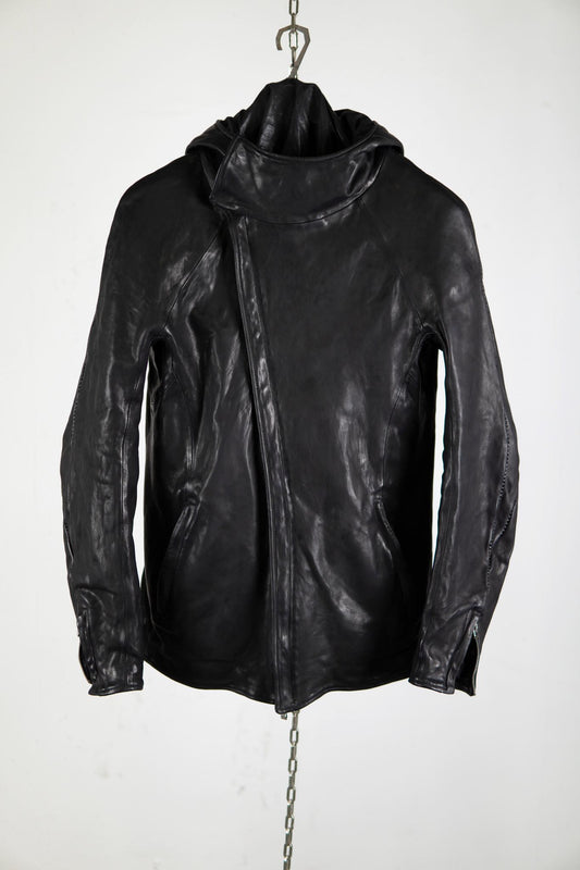 HEAVY WEIGHT SHEEP LEATHER ZIP FRONT HOODED BLOUSON LINED SJ-4