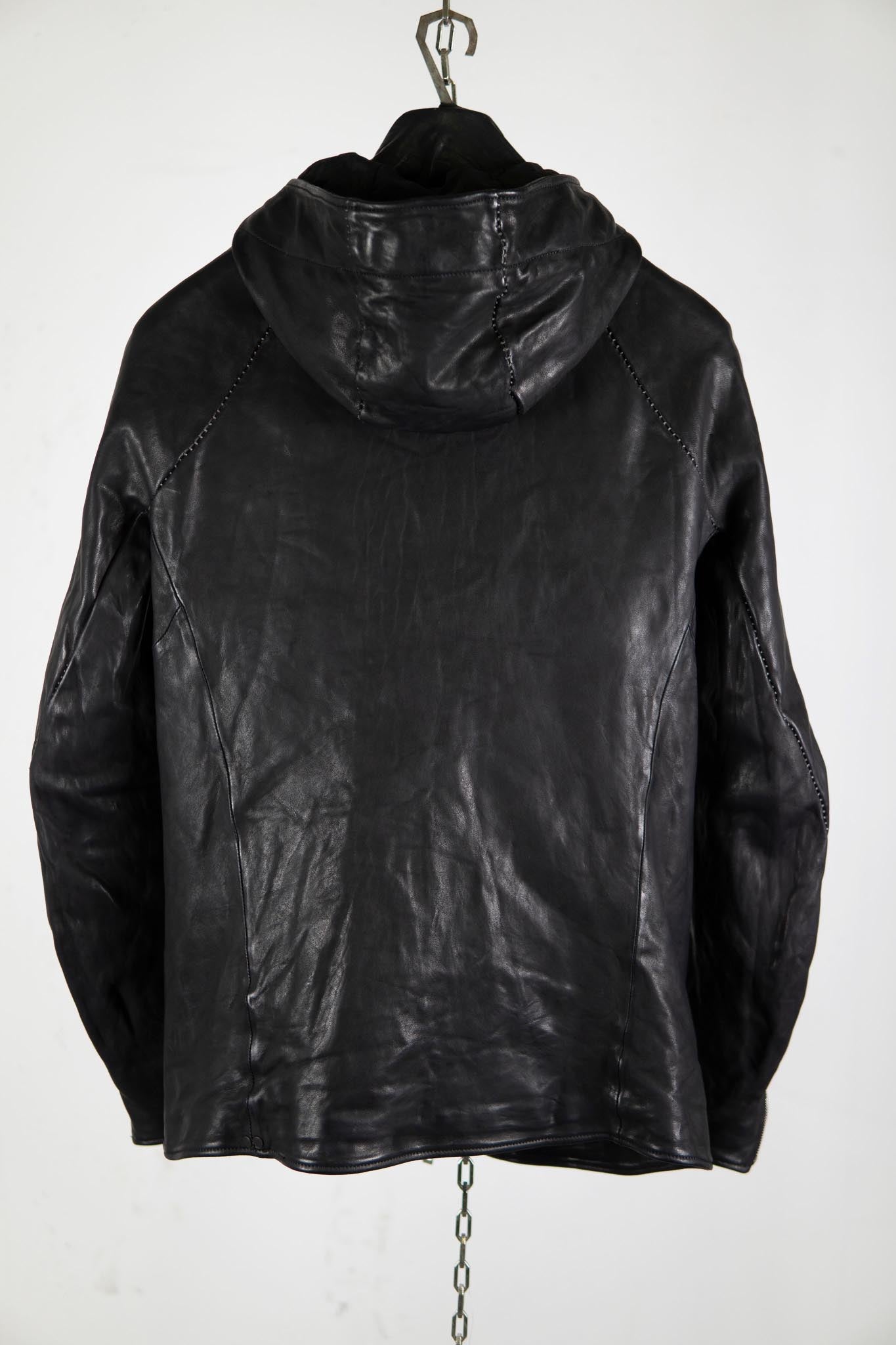 HEAVY WEIGHT SHEEP LEATHER ZIP FRONT HOODED BLOUSON LINED SJ-4