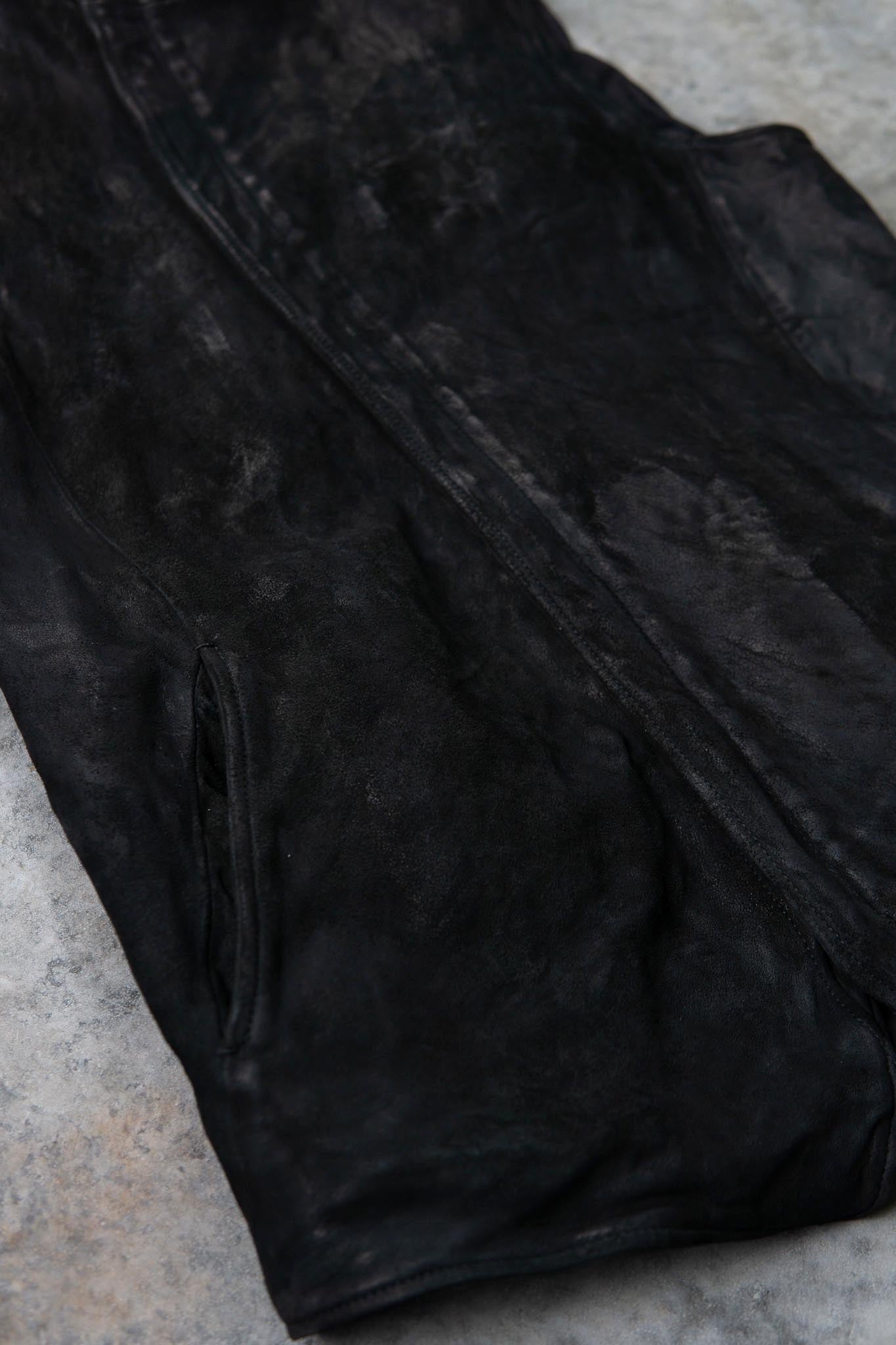 HEAVY WEIGHT SHEEP LEATHER HIGH COLLAR ZIP VEST LINED HV-1