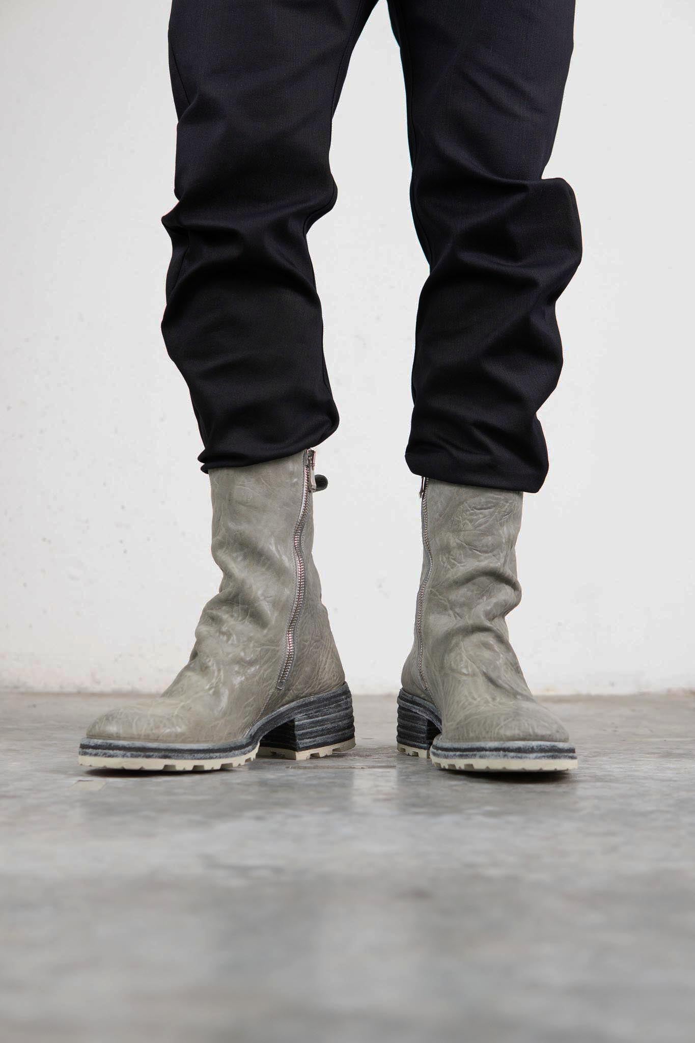 HORSE WHTE RG LEATHER SZ-1L SIDE ZIP LONG LINED #2LEATHER SOLES+VIBRAM  PIECE DYED