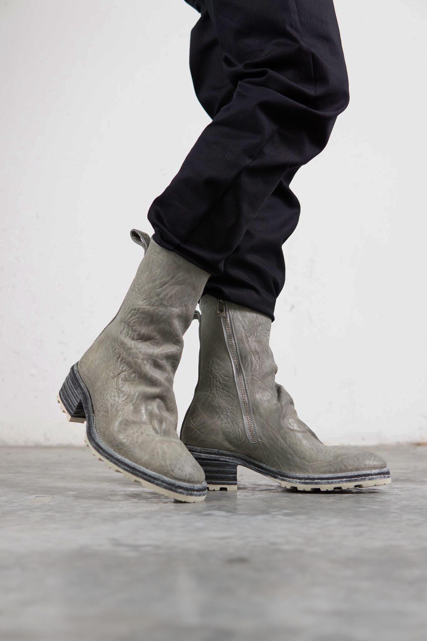 HORSE WHTE RG LEATHER SZ-1L SIDE ZIP LONG LINED #2LEATHER SOLES+VIBRAM  PIECE DYED