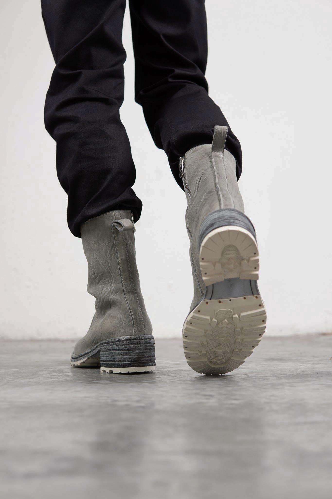 HORSE WHTE RG LEATHER SZ-1L SIDE ZIP LONG LINED #2LEATHER SOLES+VIBRAM  PIECE DYED