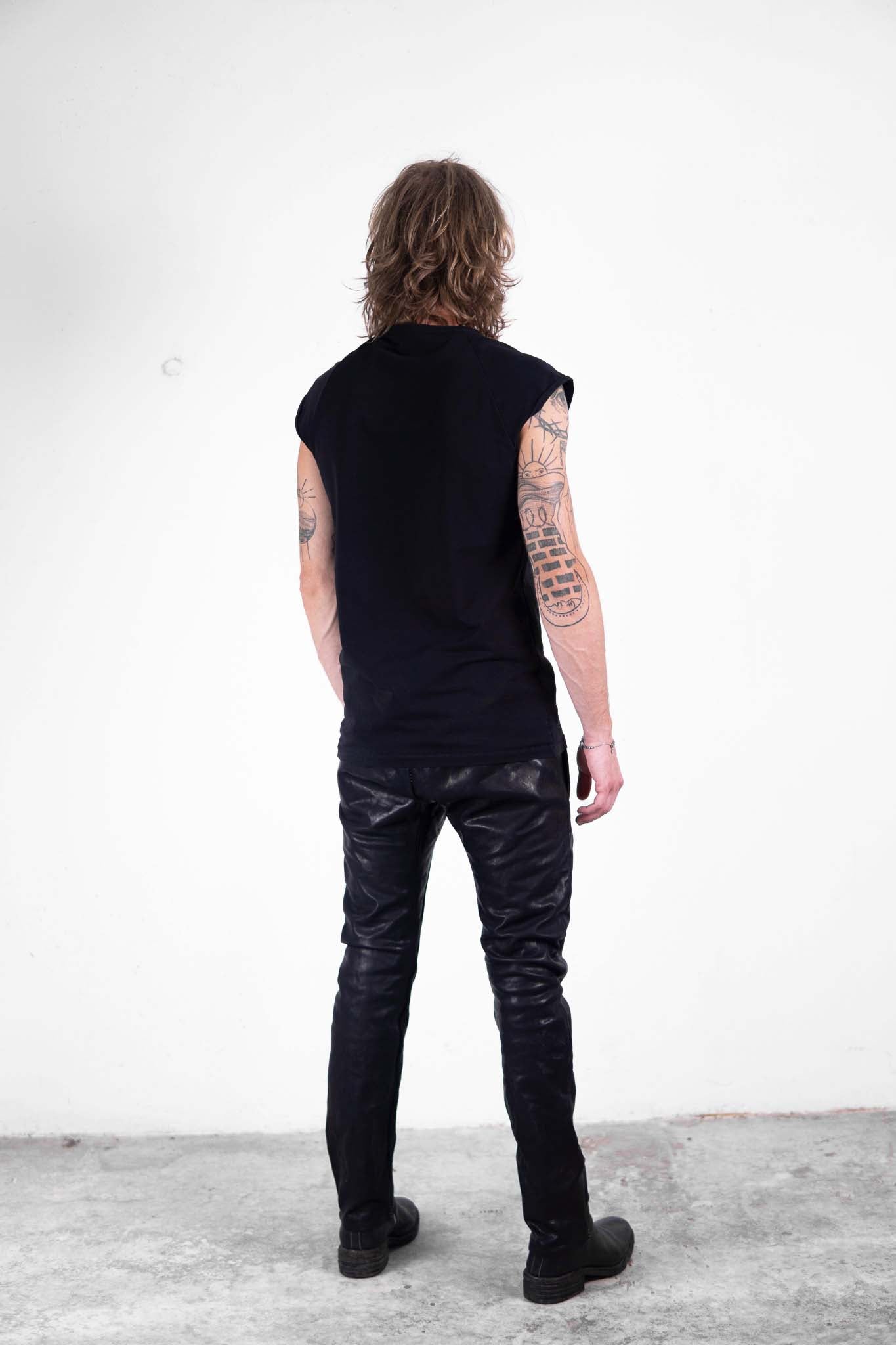 CALF  LEATHER PANTS PMTP-1 HALF LINED