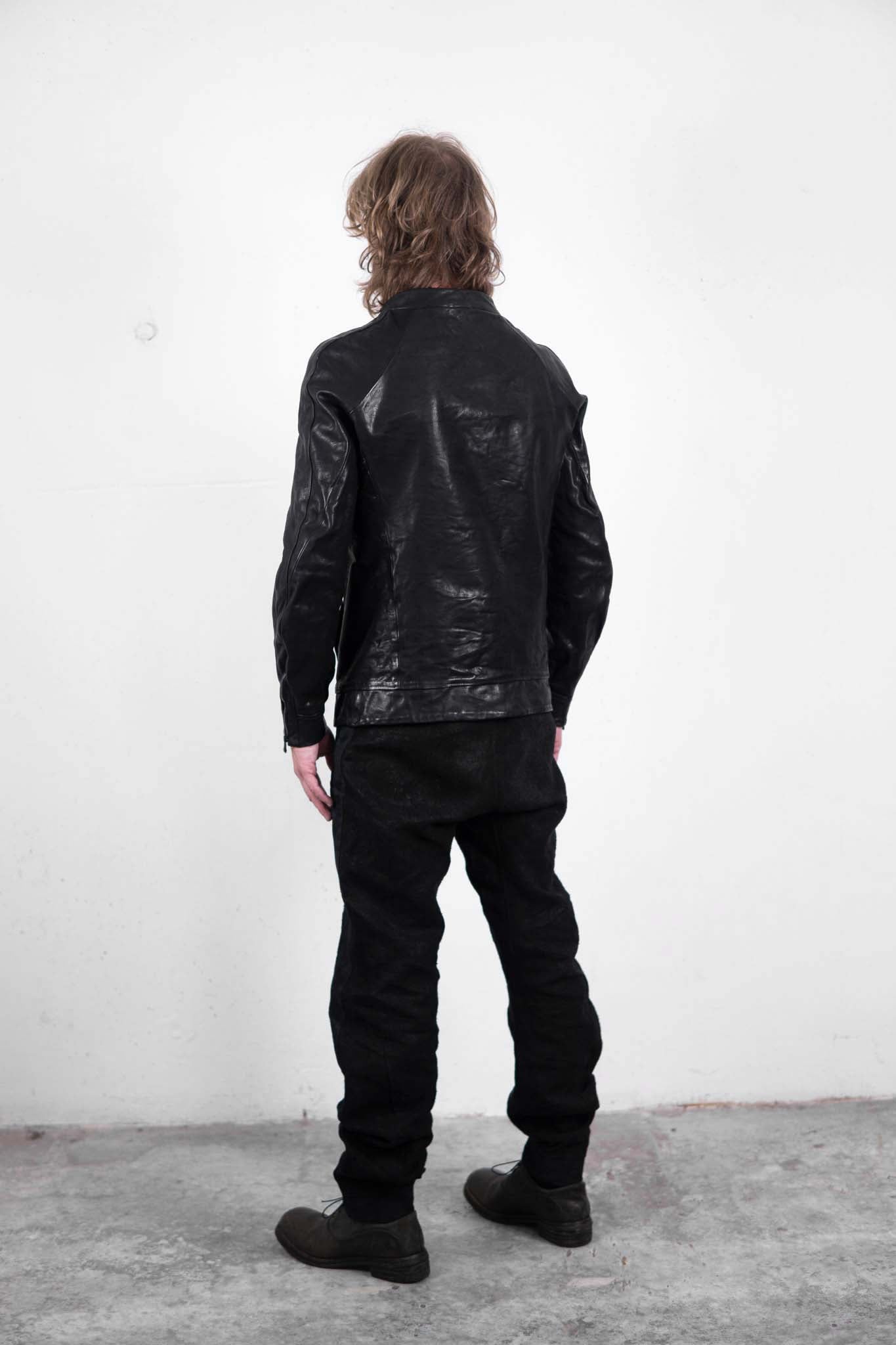 CALF SHOULDER LEATHER ZIP FRONT BLOUSON LINED　SJ-1